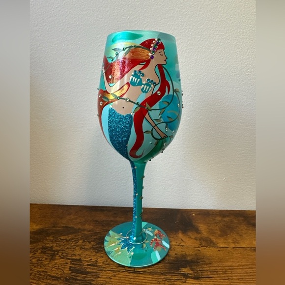 Lolita Mermaid Glass Art with Blue and Red Accents - Picture 1 of 4